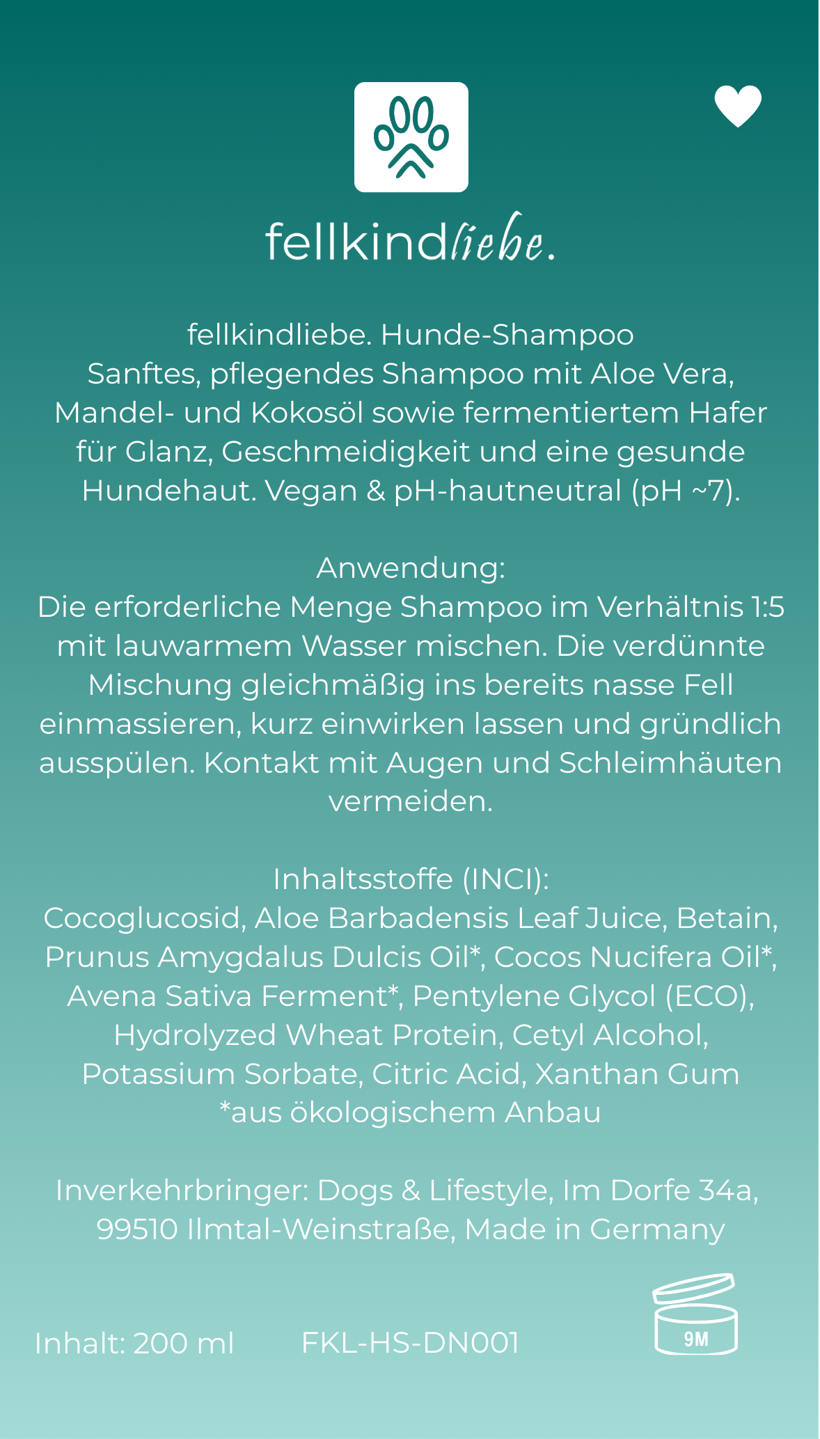 fellkindliebe. Hunde-Shampoo | sanfte Fellpflege mit Aloe Vera & fermentiertem Hafer