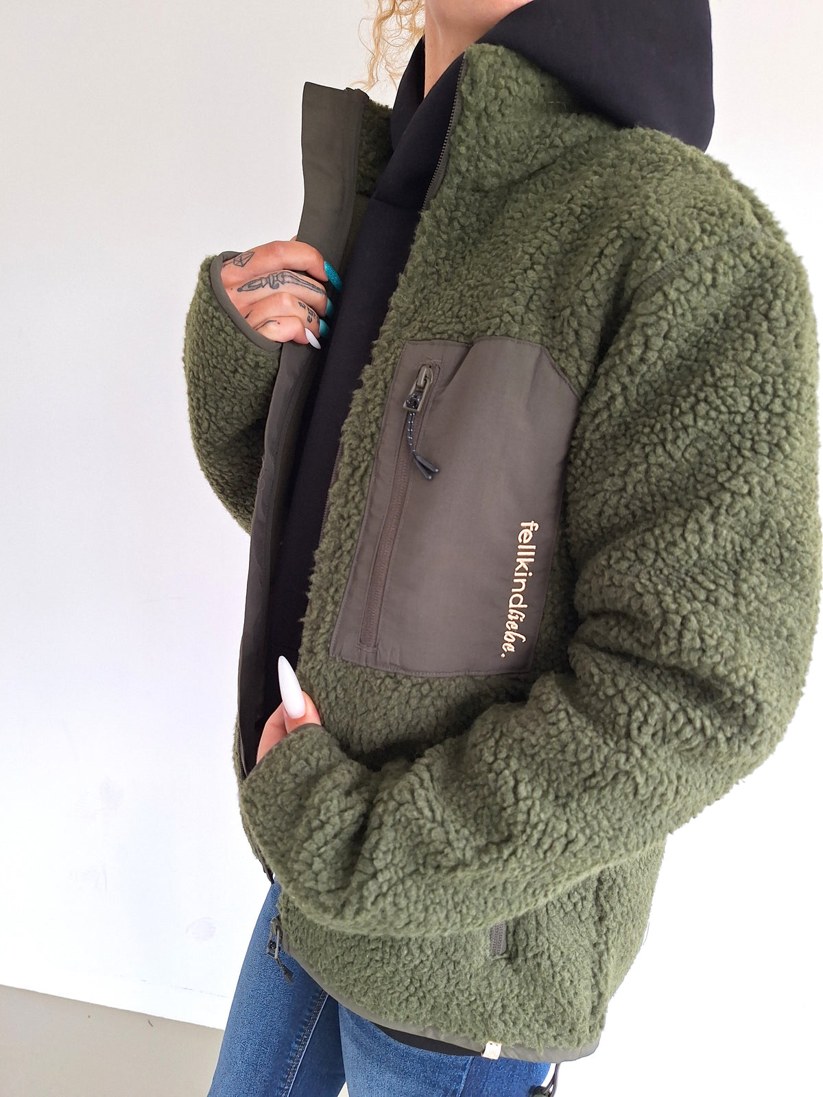 Sherpa-Jacke fellkindliebe. | Olivgrün