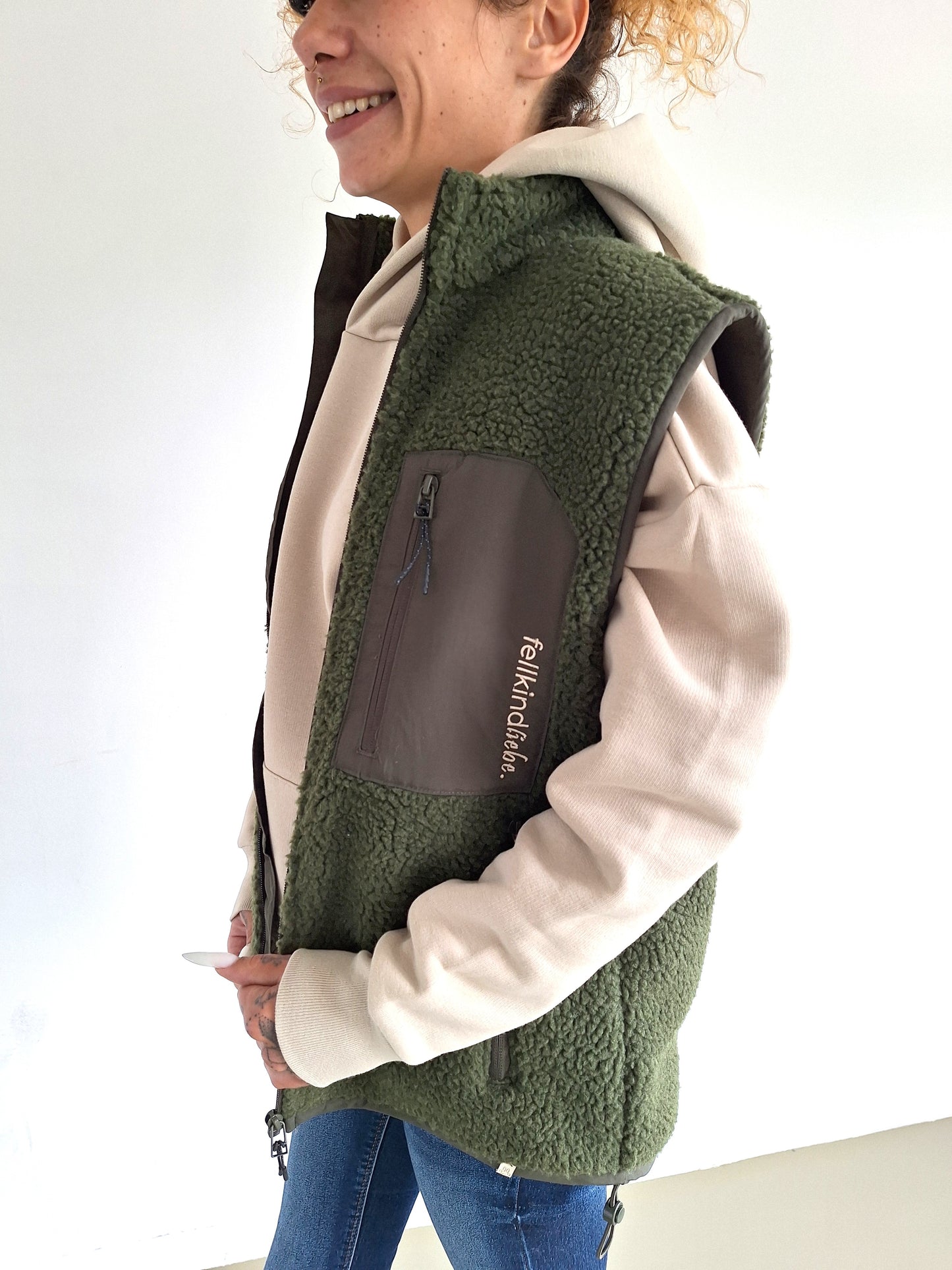 Sherpa-Weste fellkindliebe. | Olivgrün