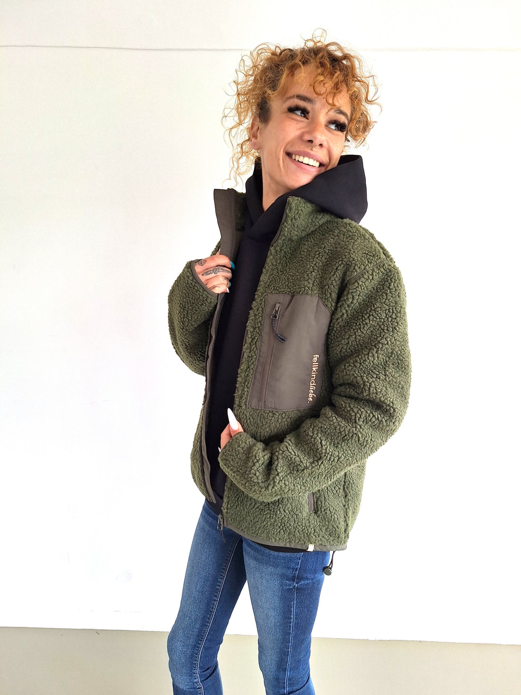 Sherpa-Jacke fellkindliebe. | Olivgrün